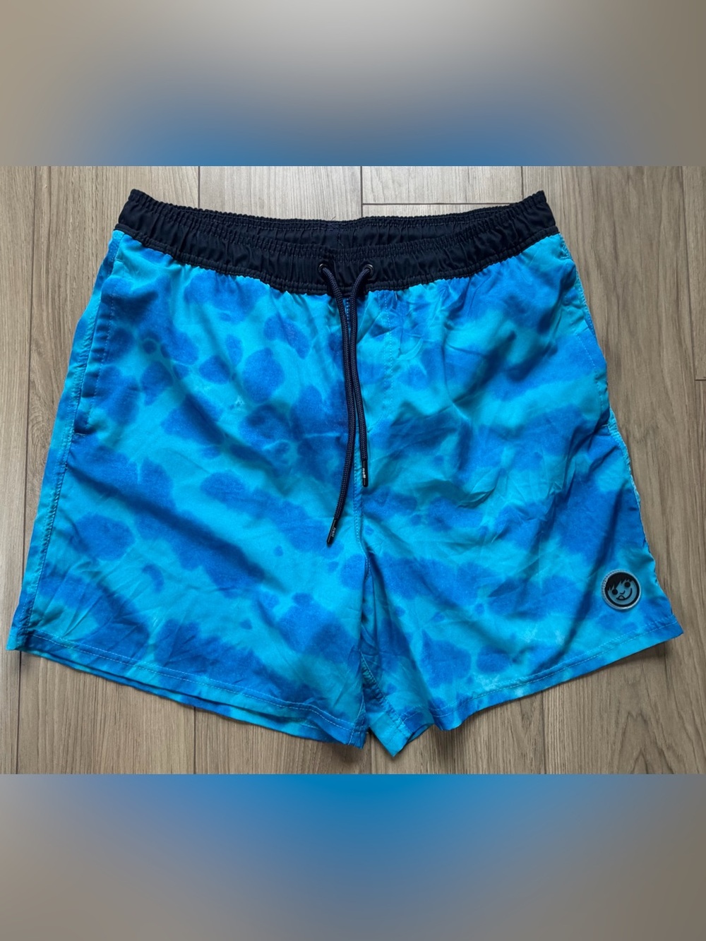 Neff Men's Blue Tie-Dye Swim Shorts with Elastic Waist 6” inseam XL